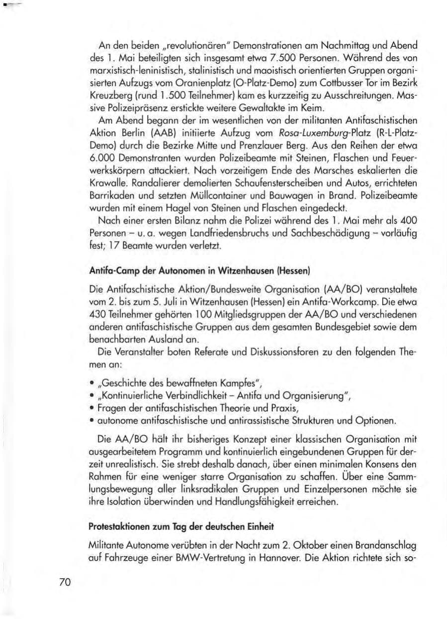 Seite 72 des Verfassungsschutzbericht 1998 Thüringen