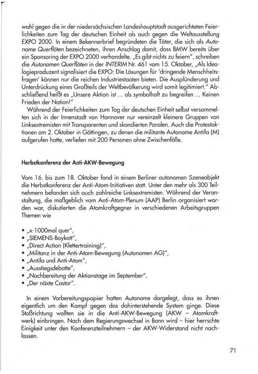 Seite 73 des Verfassungsschutzbericht 1998 Thüringen