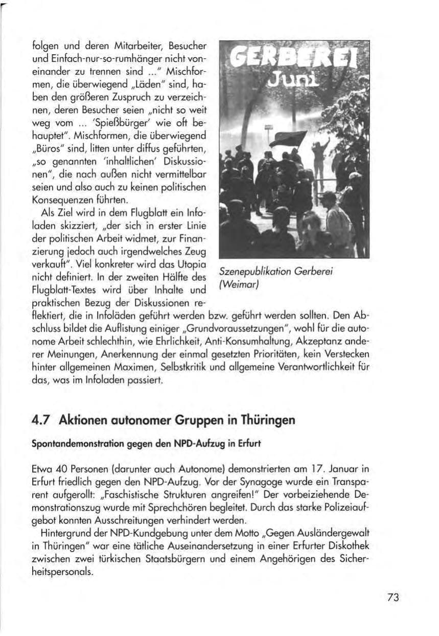 Seite 75 des Verfassungsschutzbericht 1998 Thüringen