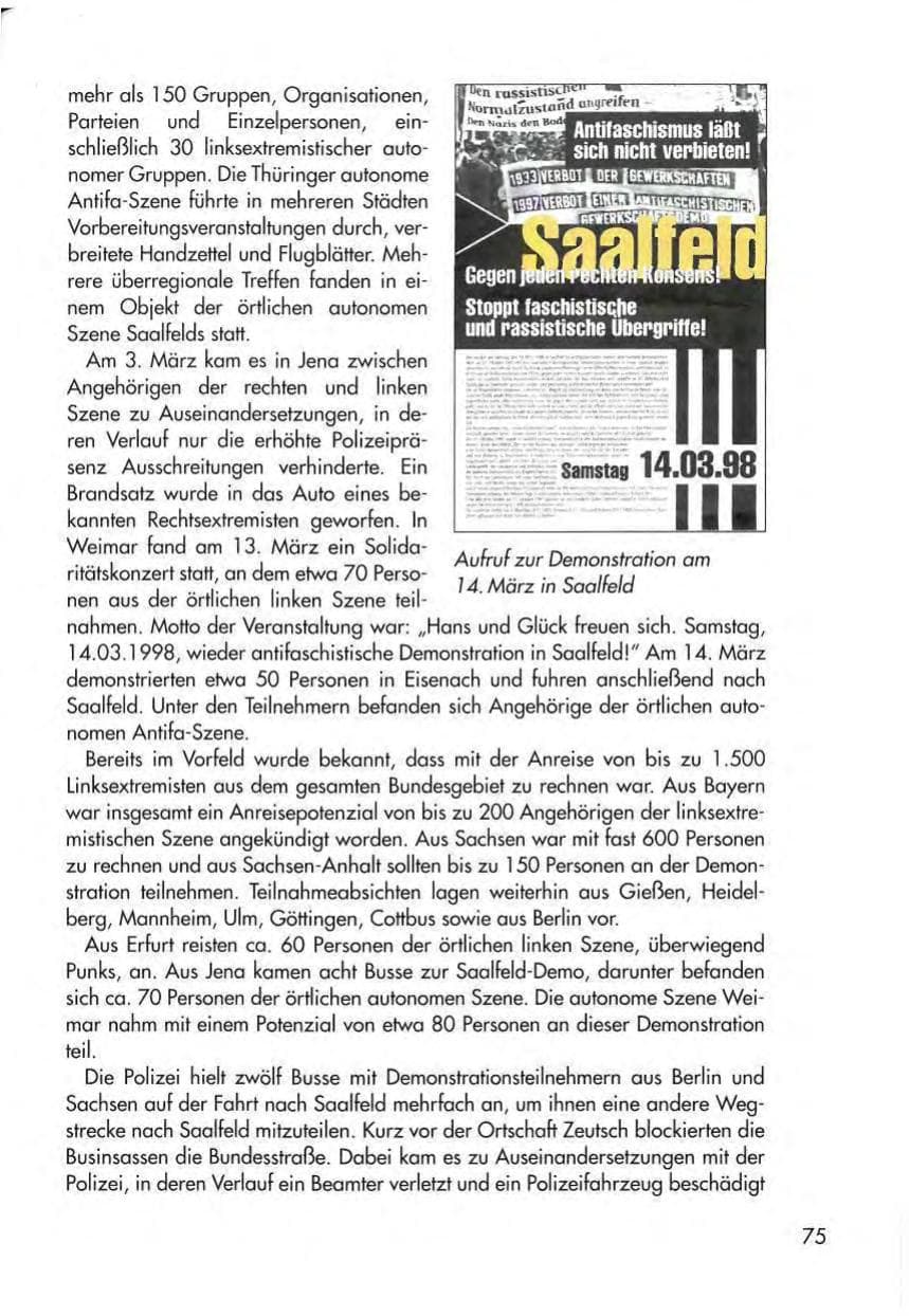 Seite 77 des Verfassungsschutzbericht 1998 Thüringen