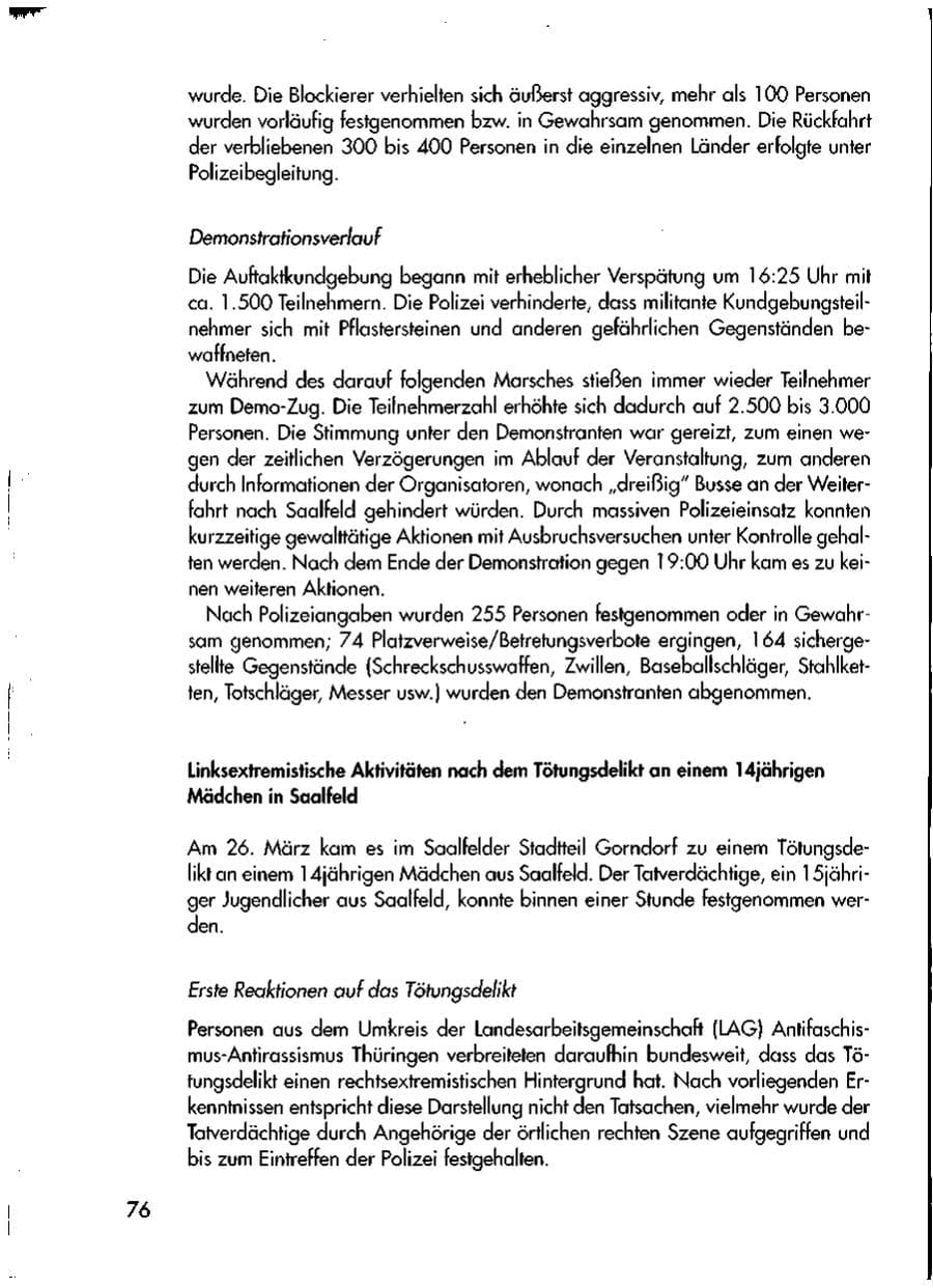 Seite 78 des Verfassungsschutzbericht 1998 Thüringen