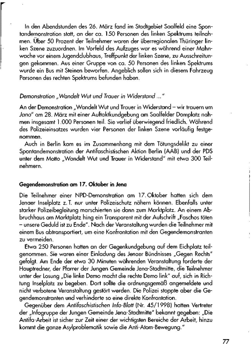 Seite 79 des Verfassungsschutzbericht 1998 Thüringen