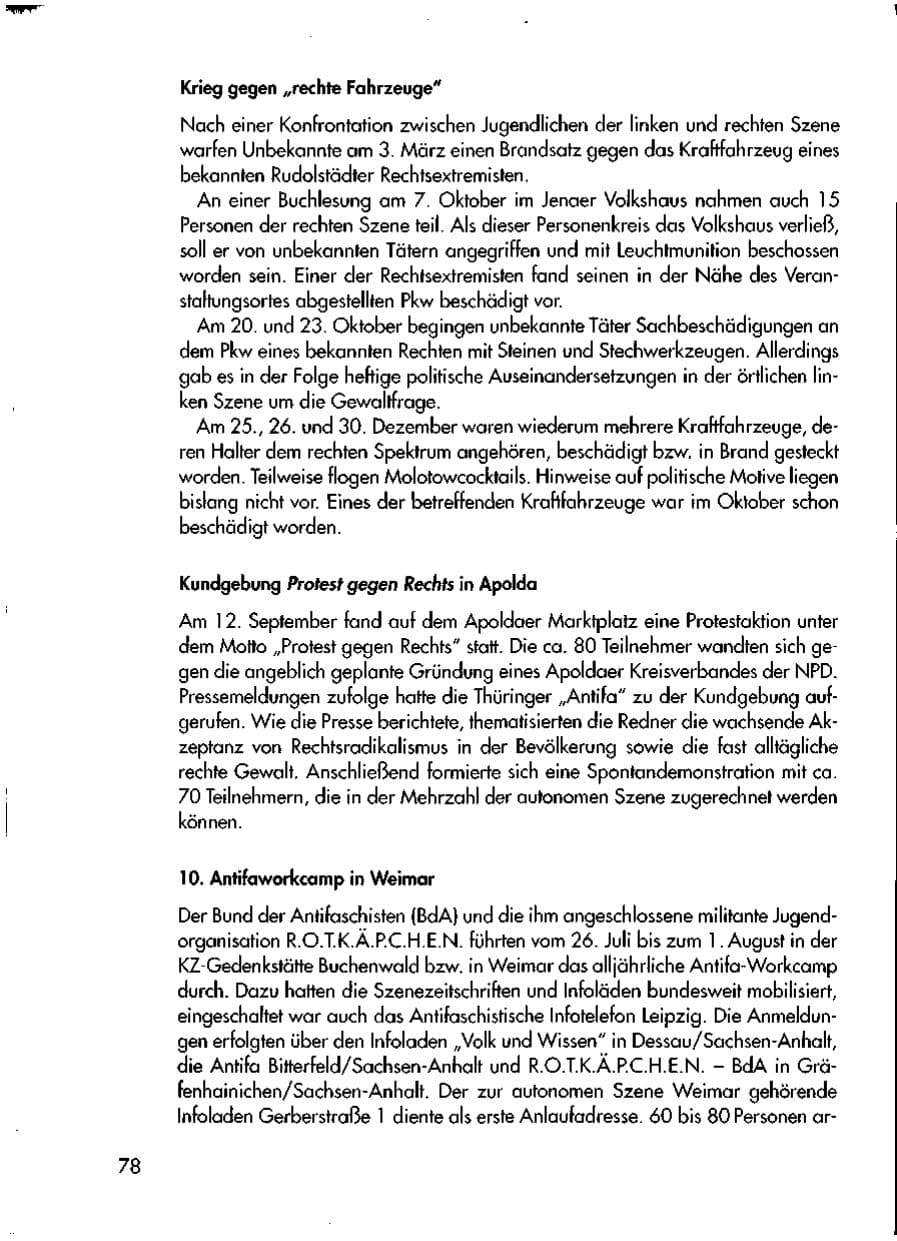 Seite 80 des Verfassungsschutzbericht 1998 Thüringen