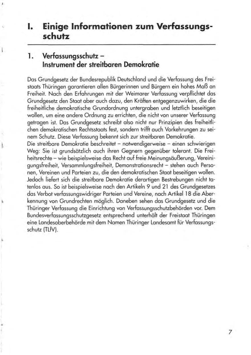 Seite 9 des Verfassungsschutzbericht 1998 Thüringen