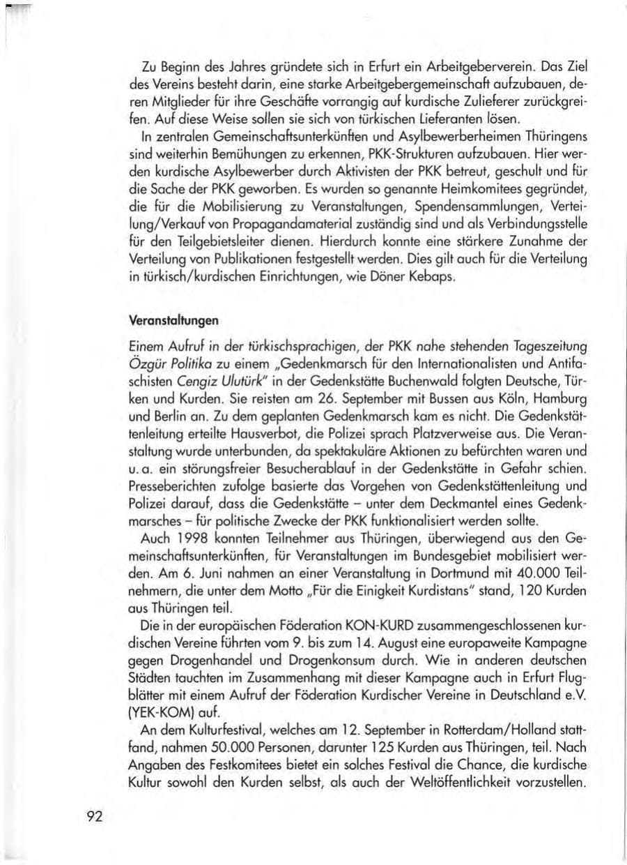 Seite 94 des Verfassungsschutzbericht 1998 Thüringen