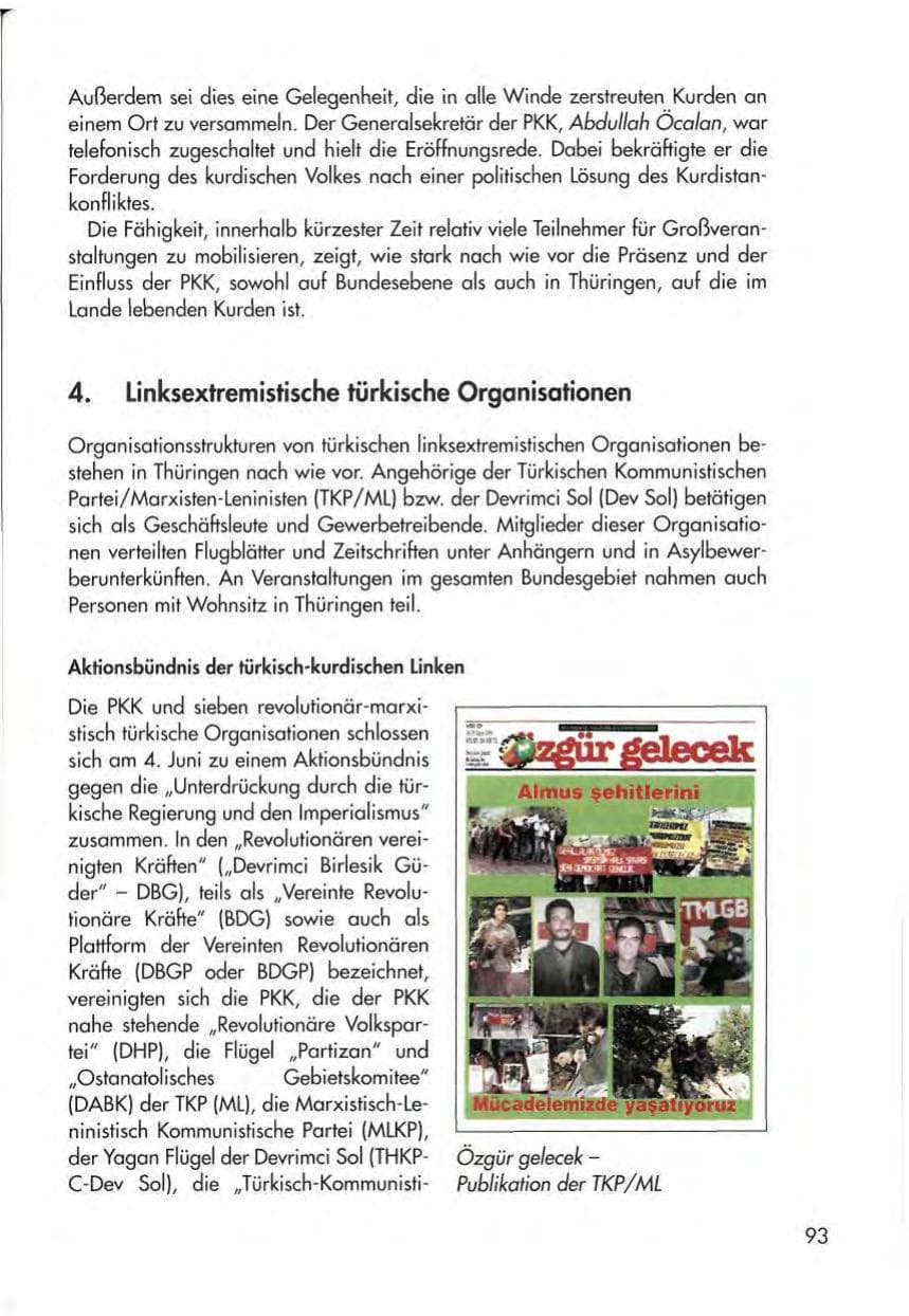 Seite 95 des Verfassungsschutzbericht 1998 Thüringen