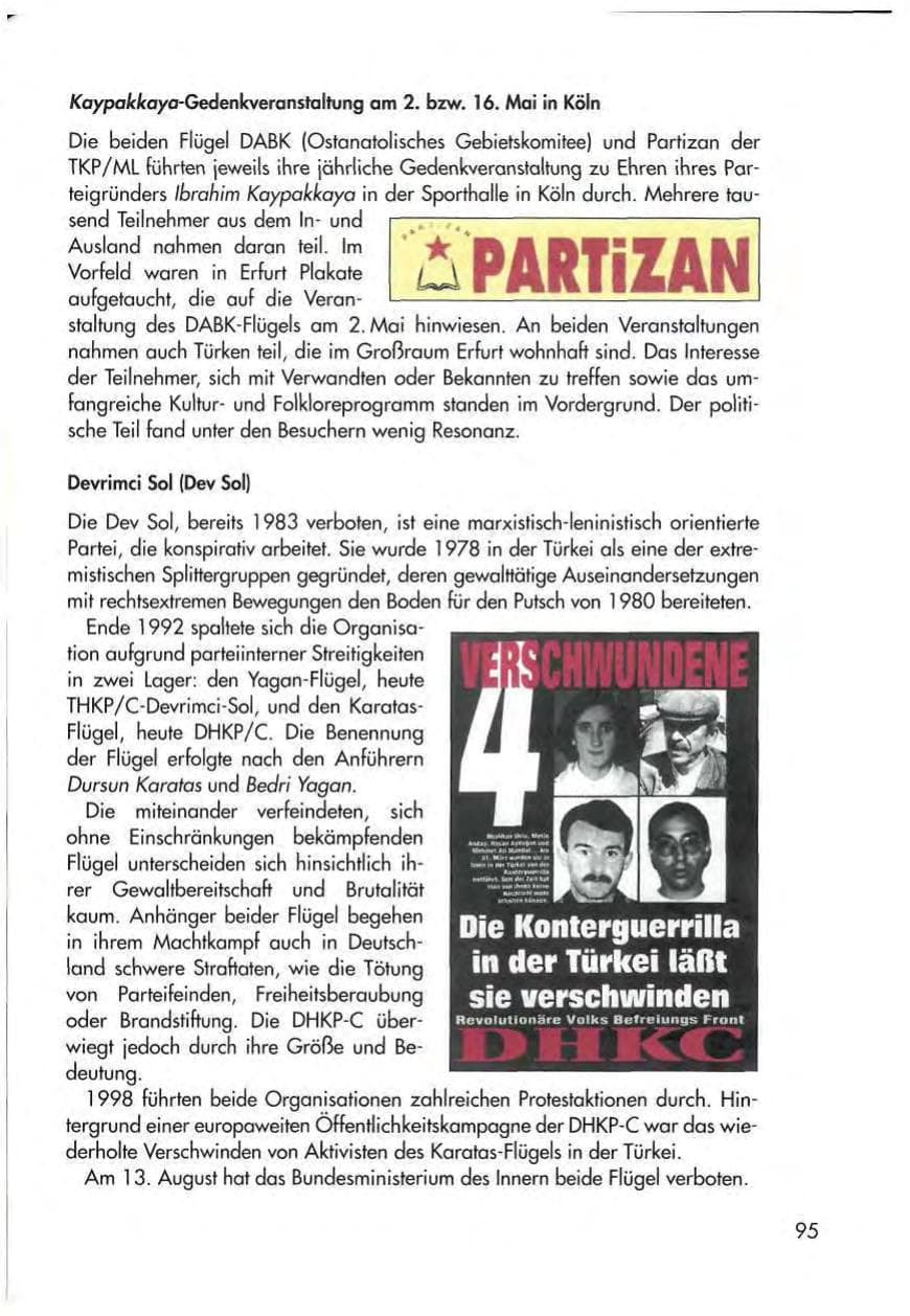 Seite 97 des Verfassungsschutzbericht 1998 Thüringen