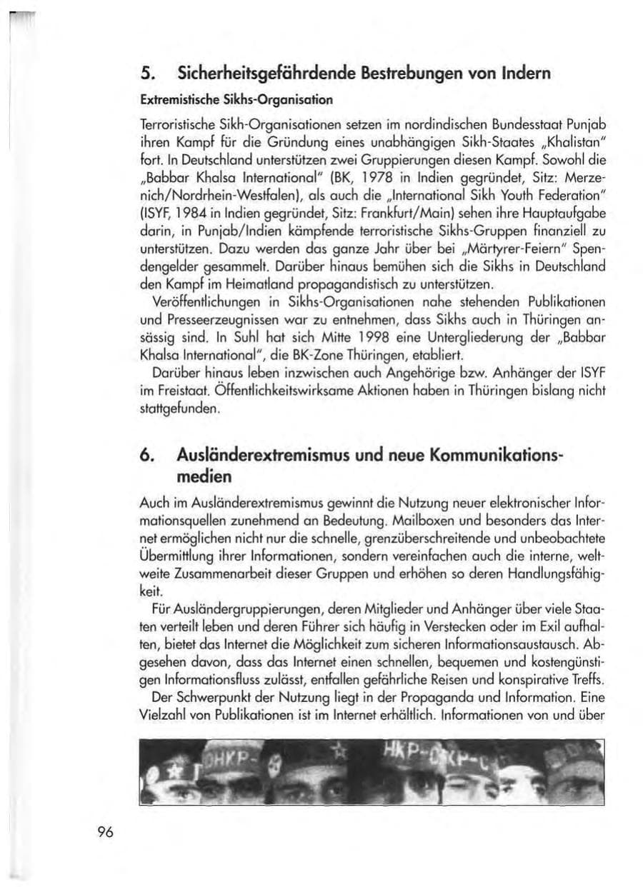 Seite 98 des Verfassungsschutzbericht 1998 Thüringen