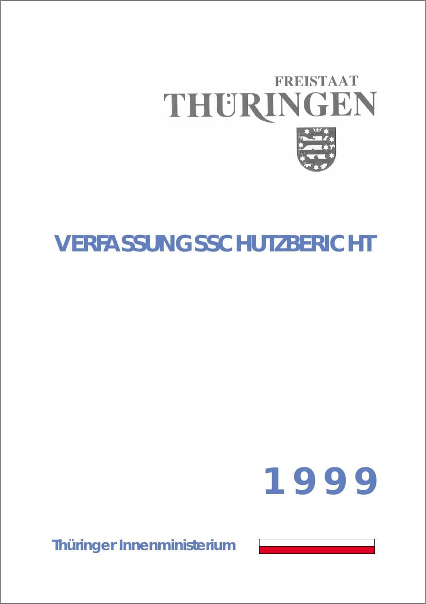 Seite 1 des Verfassungsschutzbericht 1999 Thüringen