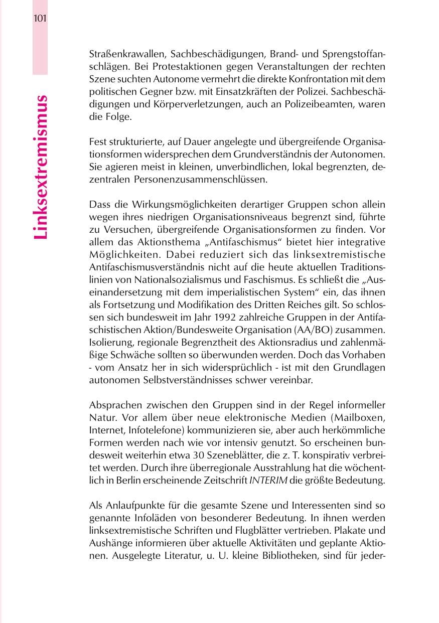 Seite 101 des Verfassungsschutzbericht 1999 Thüringen