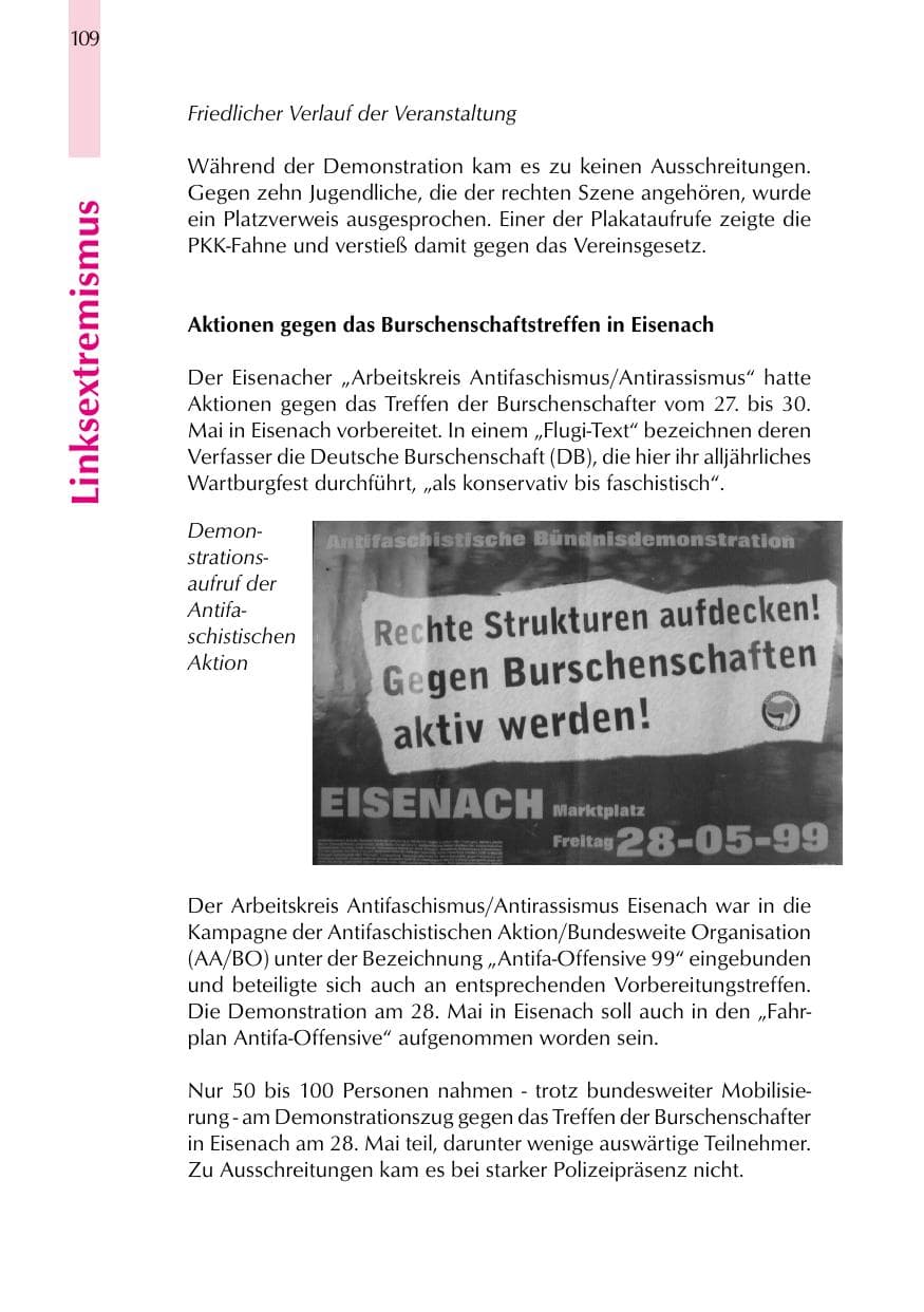 Seite 109 des Verfassungsschutzbericht 1999 Thüringen