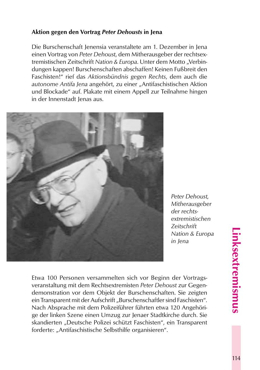 Seite 114 des Verfassungsschutzbericht 1999 Thüringen