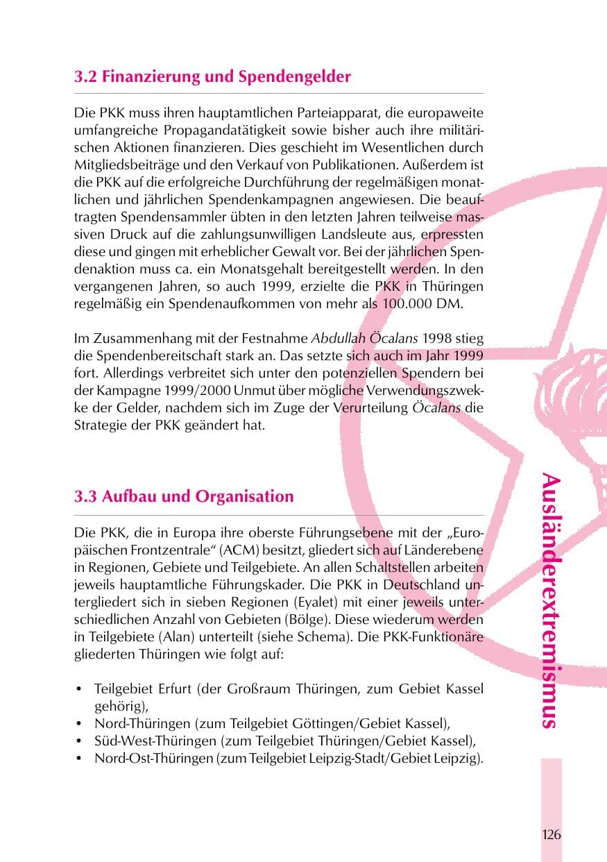 Seite 126 des Verfassungsschutzbericht 1999 Thüringen