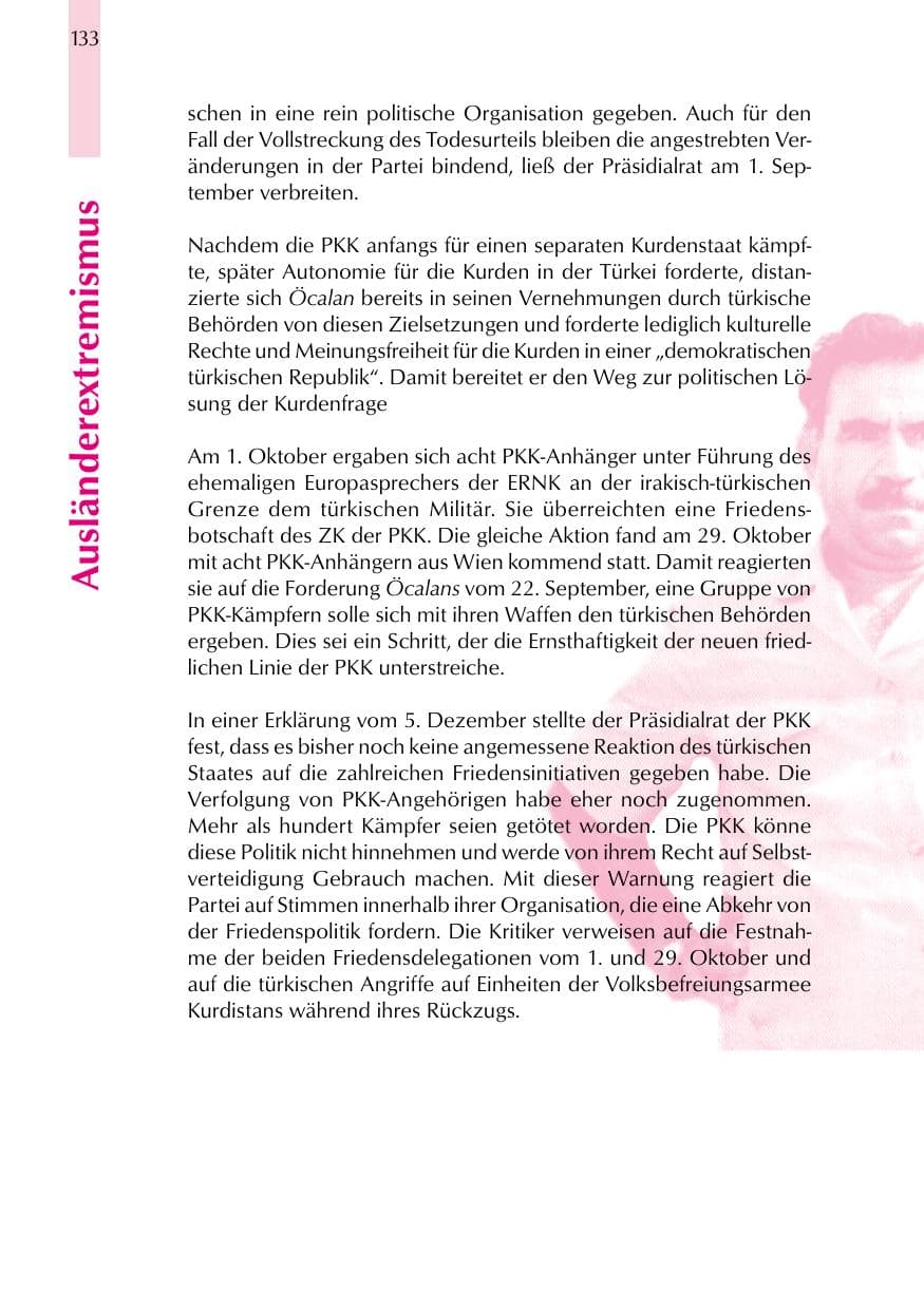 Seite 133 des Verfassungsschutzbericht 1999 Thüringen