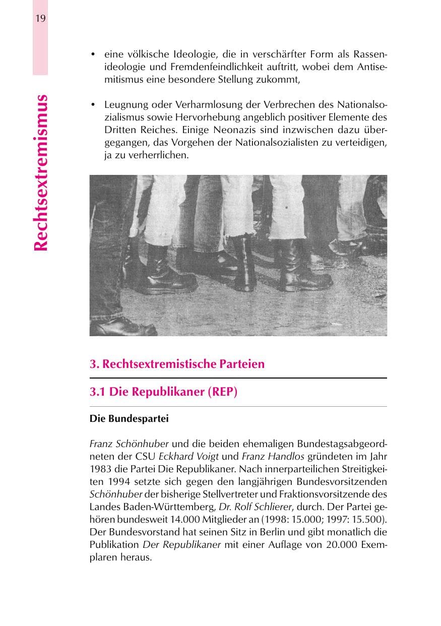 Seite 19 des Verfassungsschutzbericht 1999 Thüringen