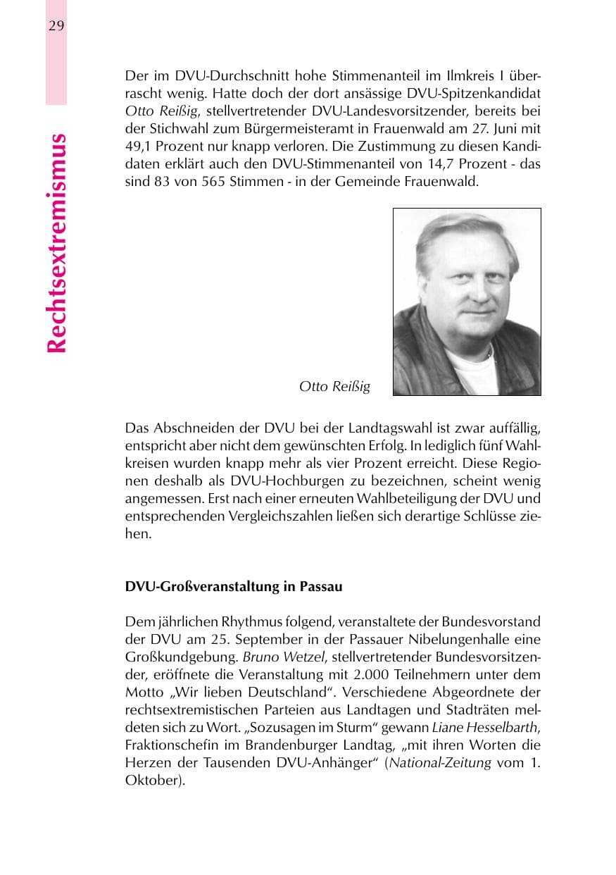Seite 29 des Verfassungsschutzbericht 1999 Thüringen