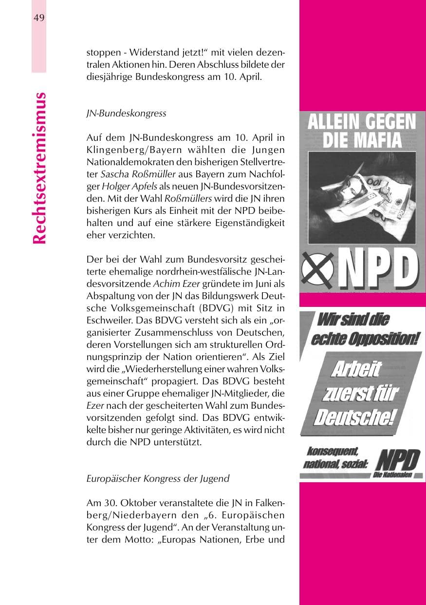 Seite 49 des Verfassungsschutzbericht 1999 Thüringen