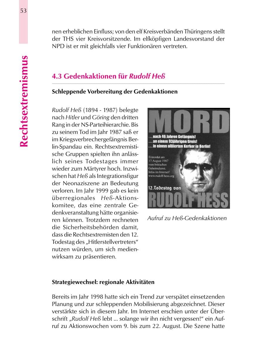 Seite 53 des Verfassungsschutzbericht 1999 Thüringen