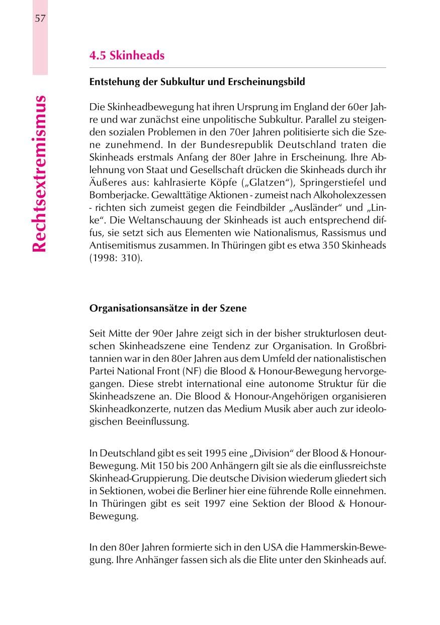 Seite 57 des Verfassungsschutzbericht 1999 Thüringen