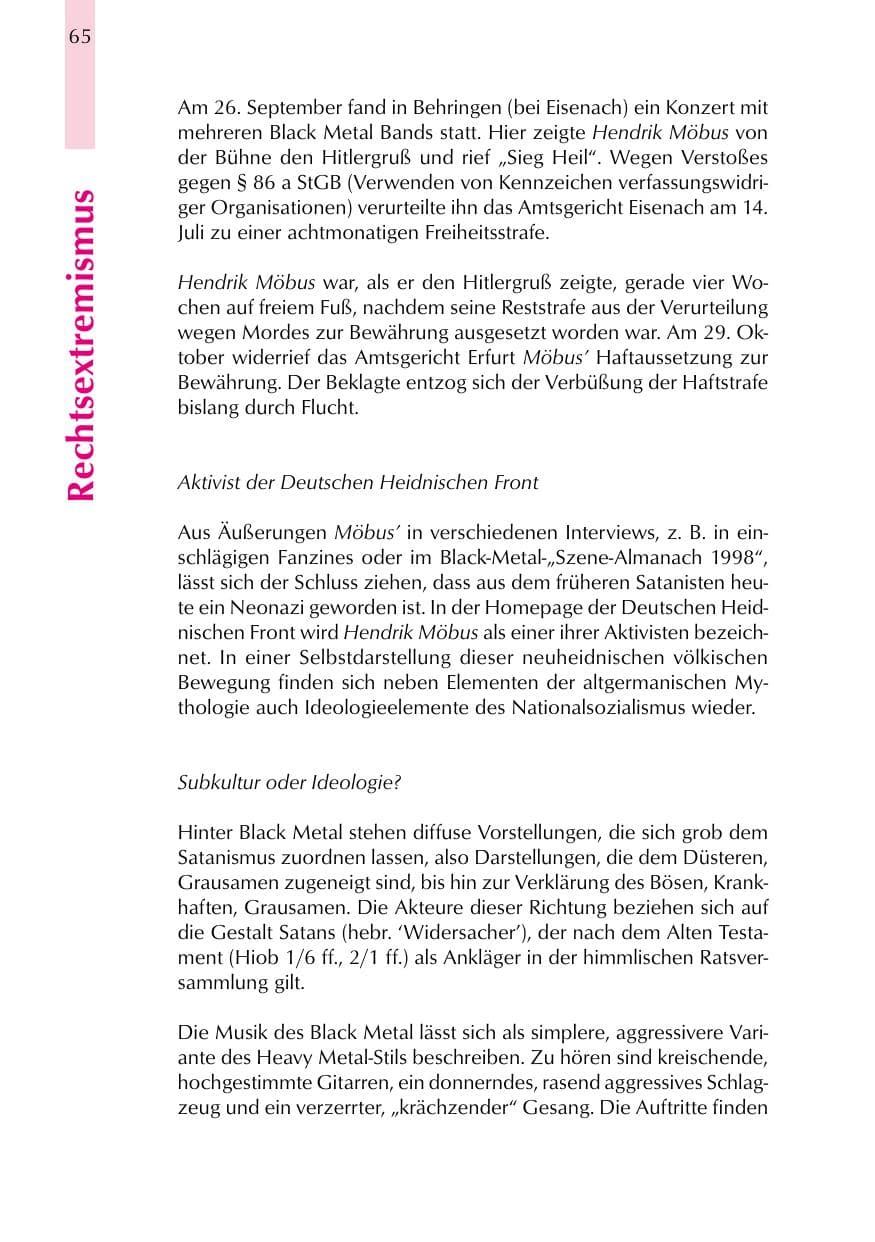 Seite 65 des Verfassungsschutzbericht 1999 Thüringen