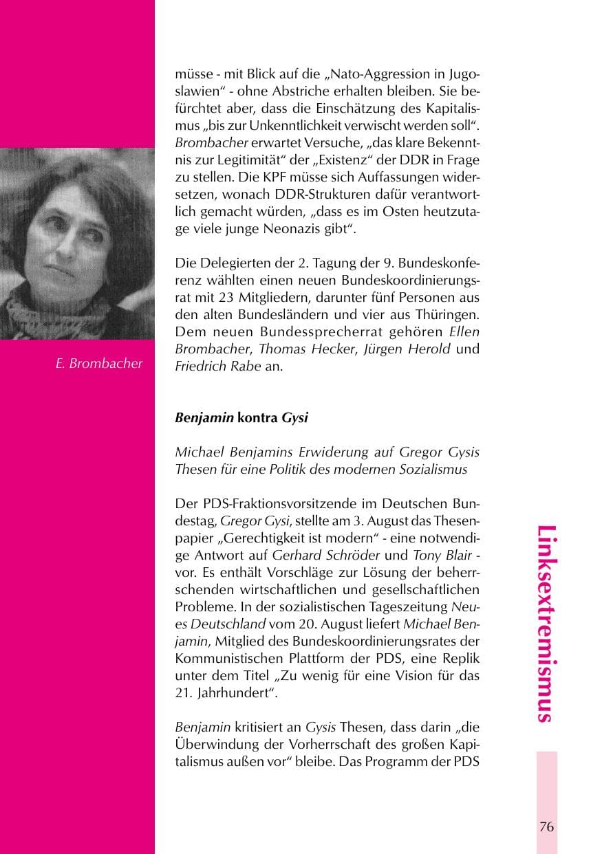 Seite 76 des Verfassungsschutzbericht 1999 Thüringen
