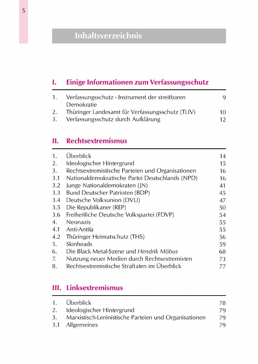 Seite 8 des Verfassungsschutzbericht 2000 Thüringen