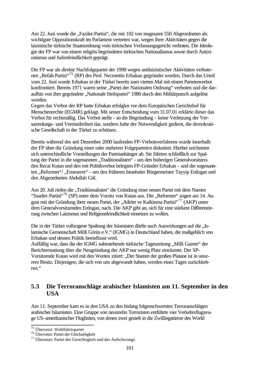 Seite 101 des Verfassungsschutzbericht 2001 Thüringen