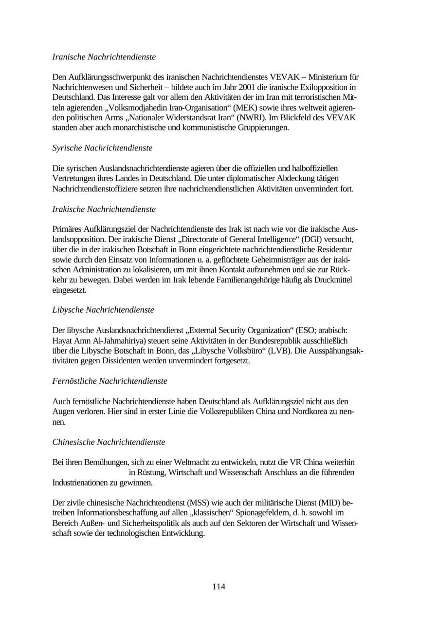 Seite 114 des Verfassungsschutzbericht 2001 Thüringen