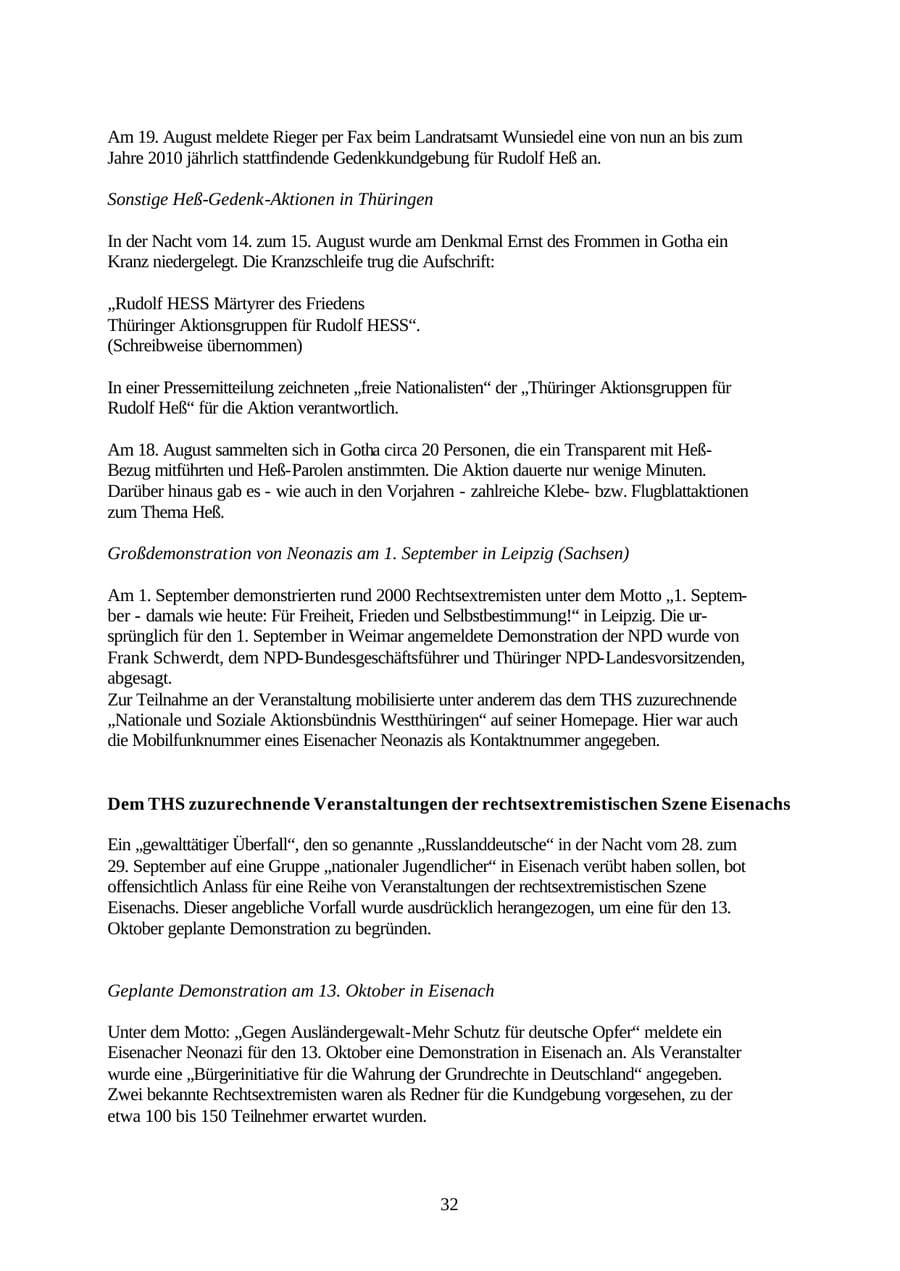 Seite 32 des Verfassungsschutzbericht 2001 Thüringen