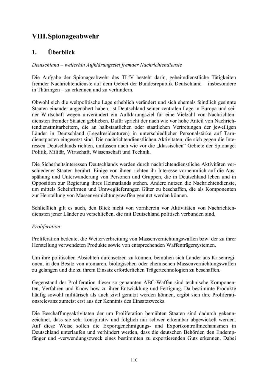 Seite 110 des Verfassungsschutzbericht 2002 Thüringen