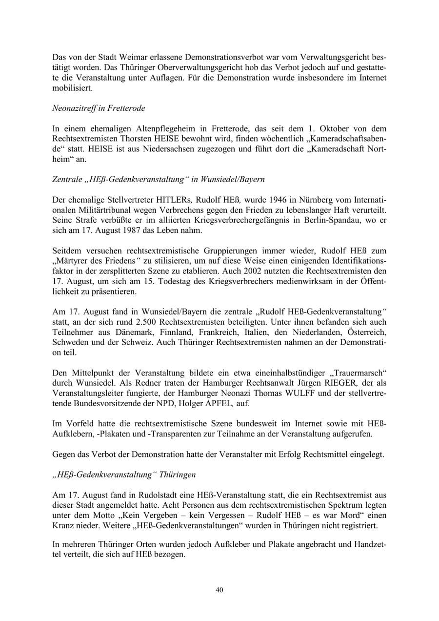 Seite 40 des Verfassungsschutzbericht 2002 Thüringen