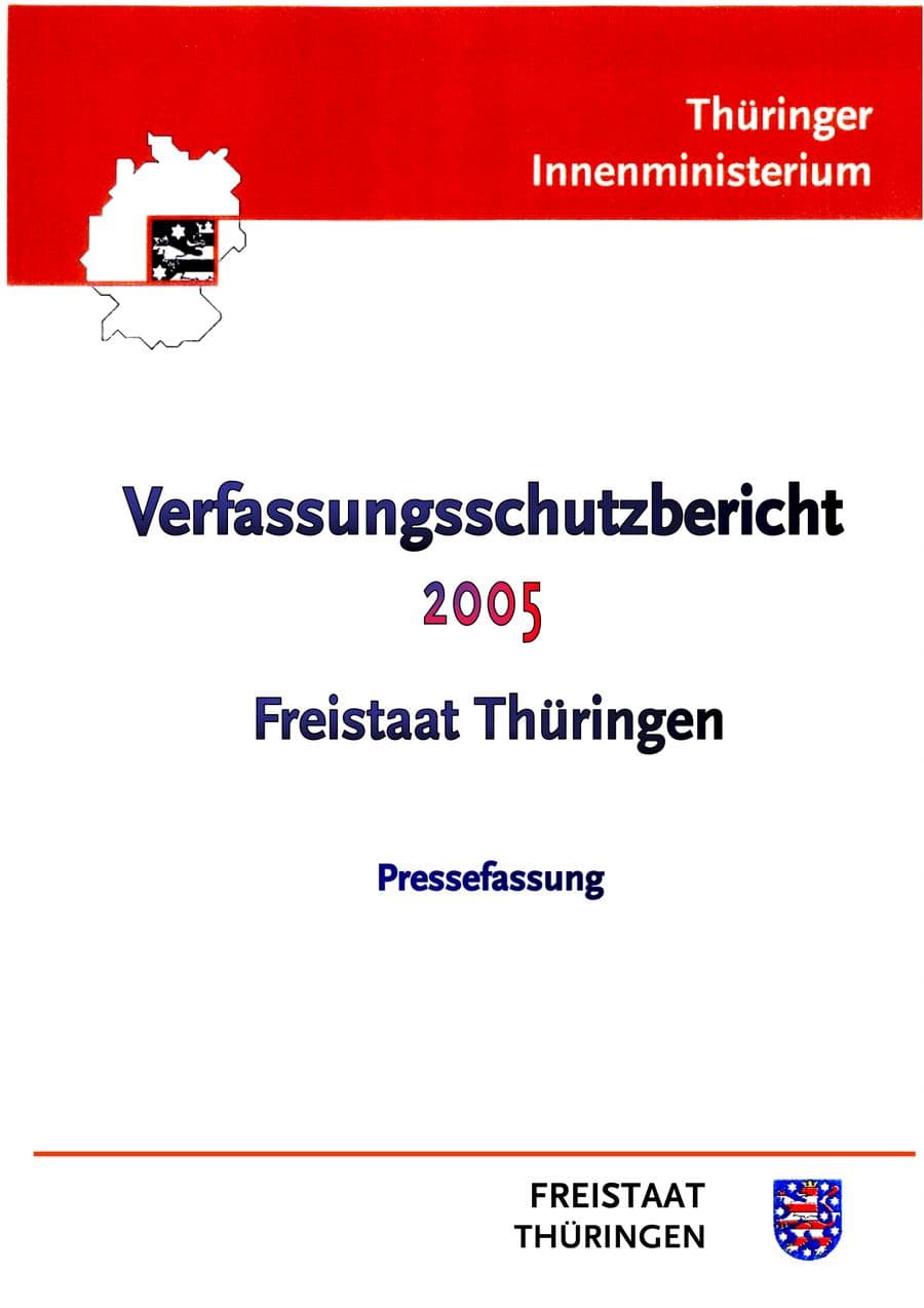 Seite 1 des Verfassungsschutzbericht 2005 Thüringen