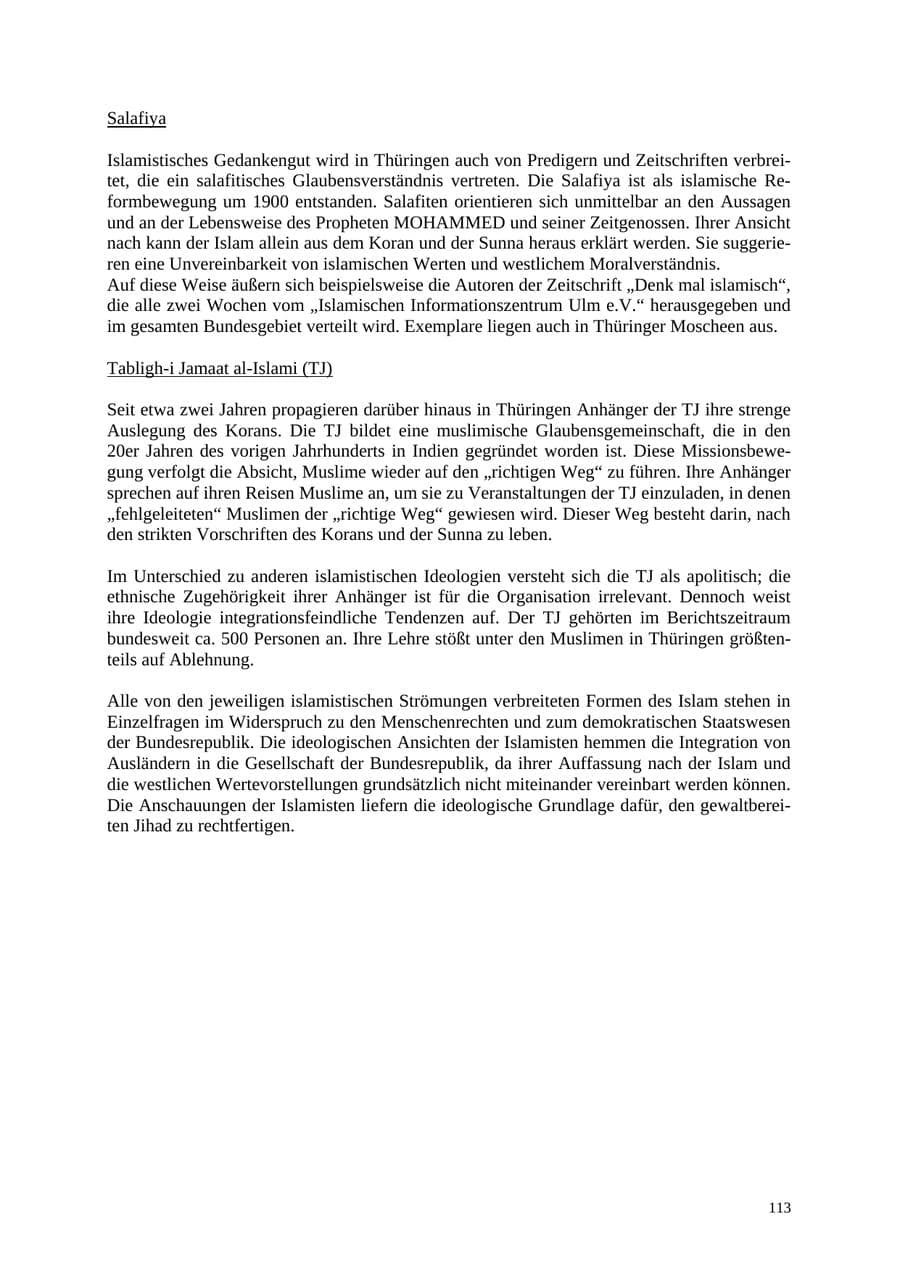 Seite 114 des Verfassungsschutzbericht 2005 Thüringen