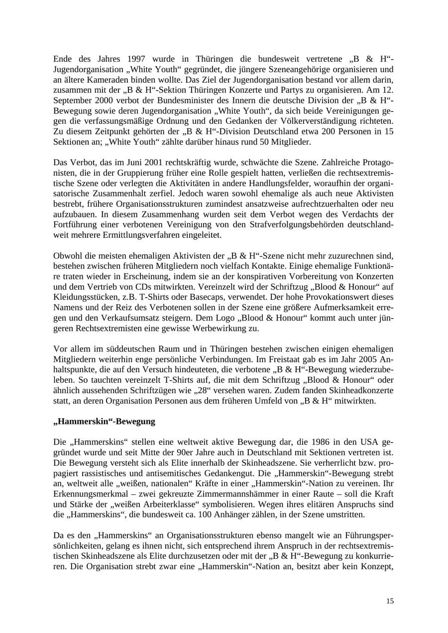 Seite 16 des Verfassungsschutzbericht 2005 Thüringen
