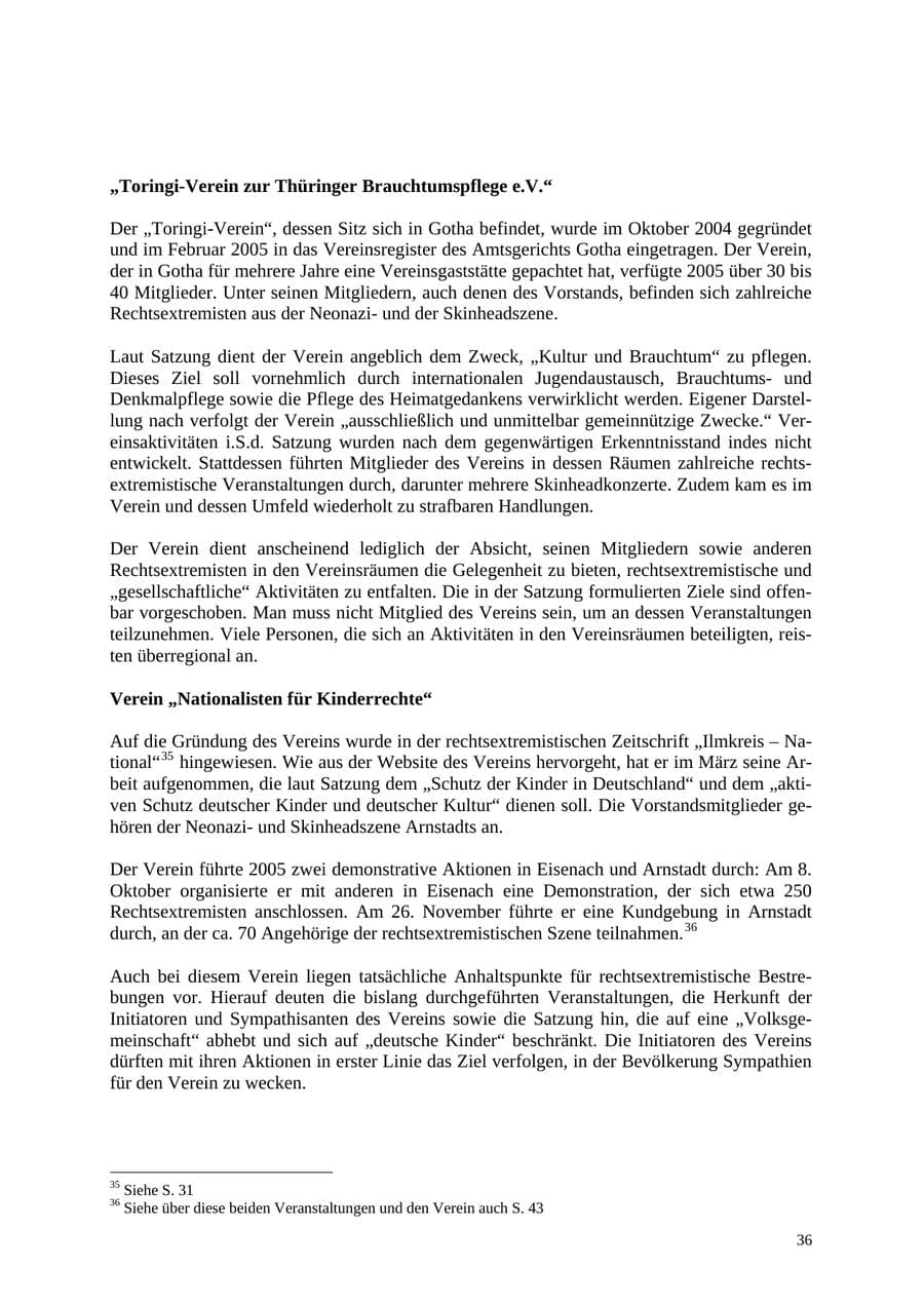 Seite 37 des Verfassungsschutzbericht 2005 Thüringen