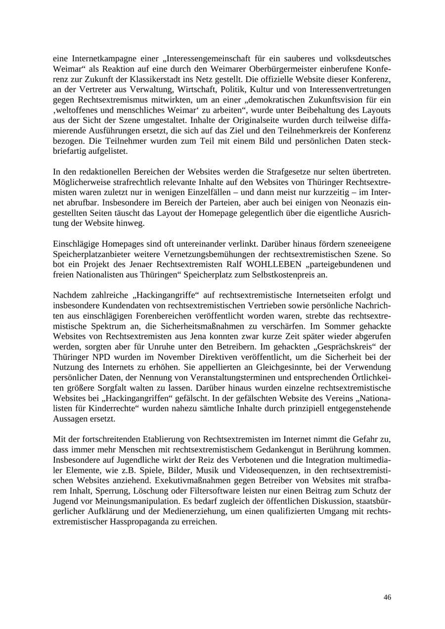 Seite 47 des Verfassungsschutzbericht 2005 Thüringen