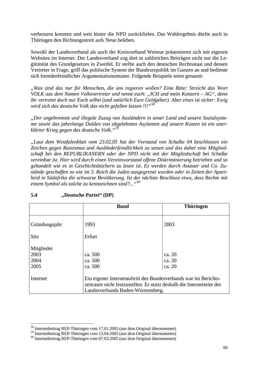 Seite 67 des Verfassungsschutzbericht 2005 Thüringen