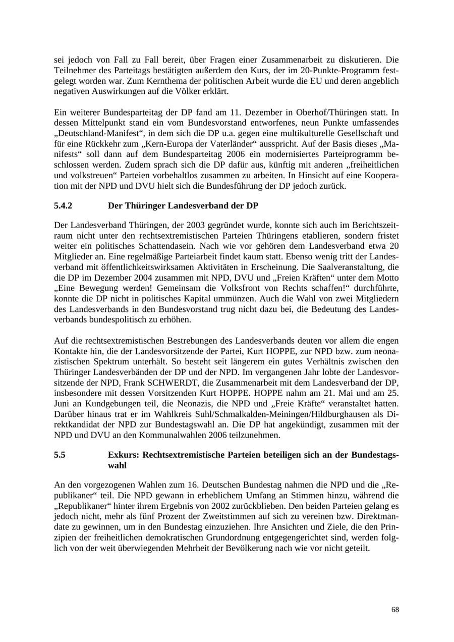 Seite 69 des Verfassungsschutzbericht 2005 Thüringen