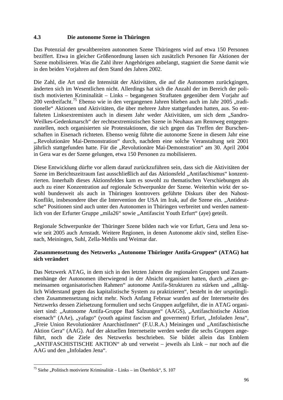 Seite 97 des Verfassungsschutzbericht 2005 Thüringen