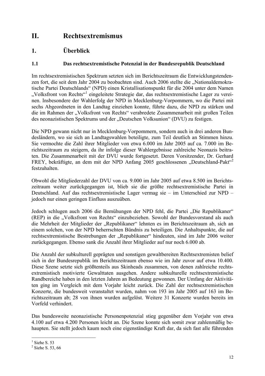 Seite 12 des Verfassungsschutzbericht 2006 Thüringen