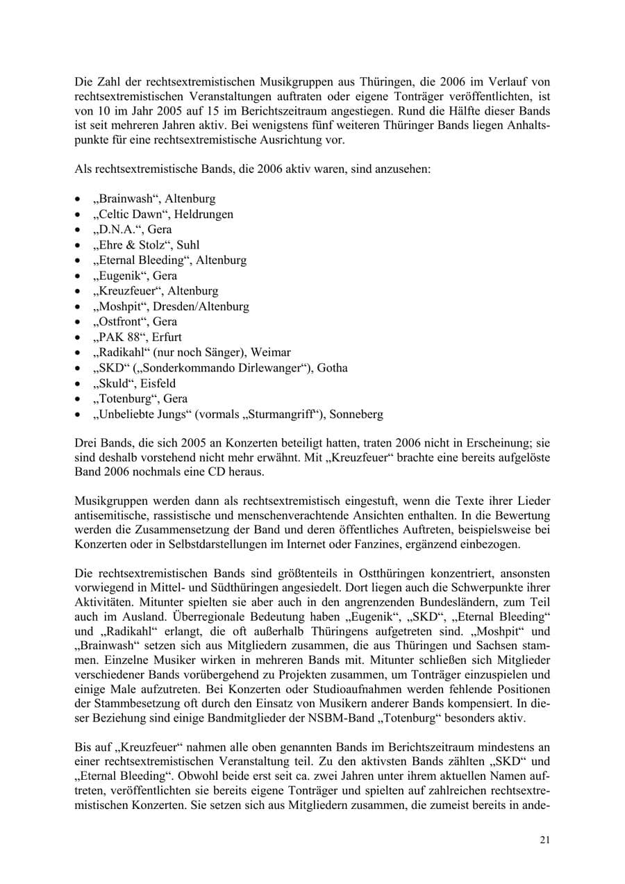 Seite 21 des Verfassungsschutzbericht 2006 Thüringen