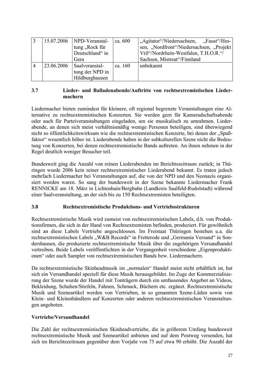 Seite 27 des Verfassungsschutzbericht 2006 Thüringen
