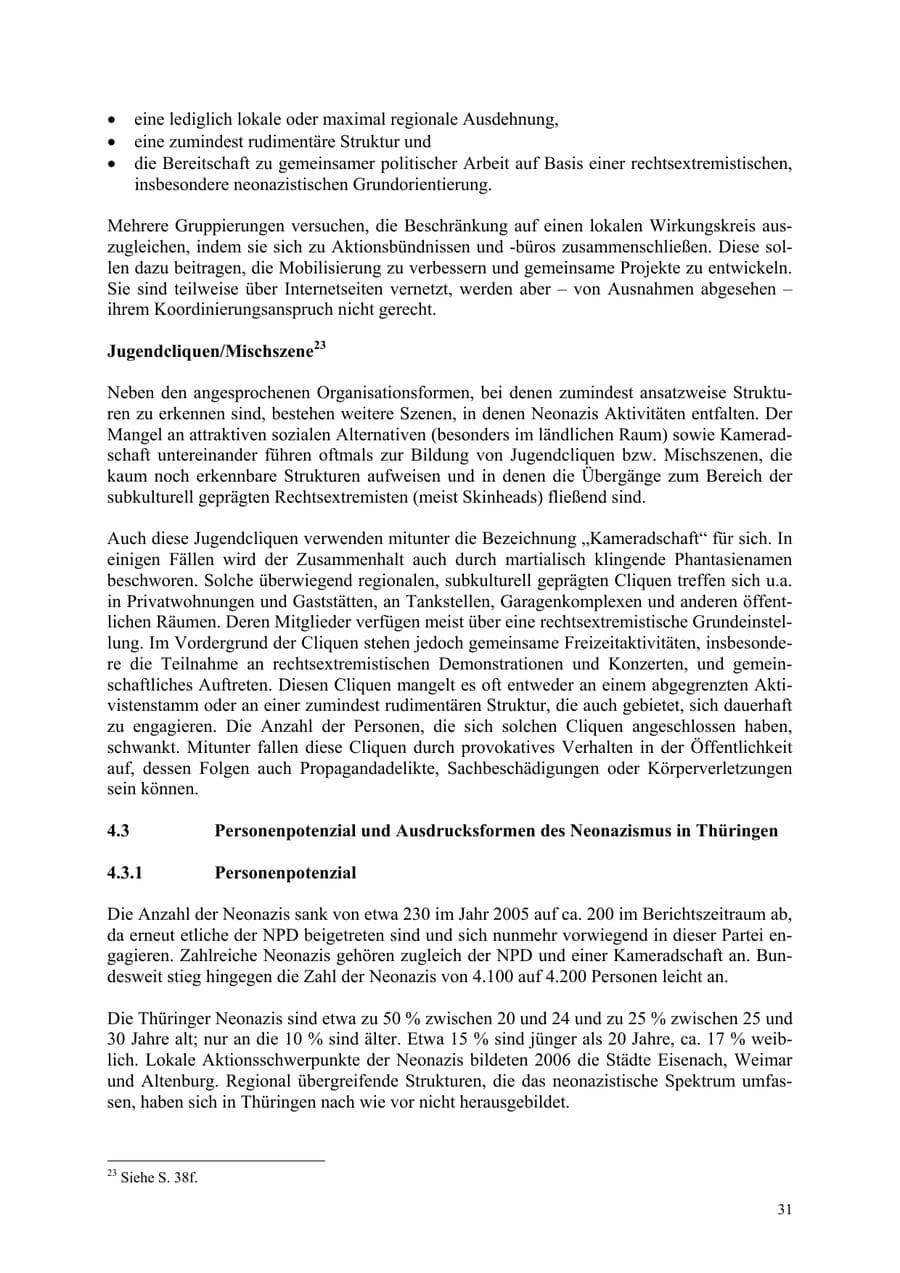 Seite 31 des Verfassungsschutzbericht 2006 Thüringen