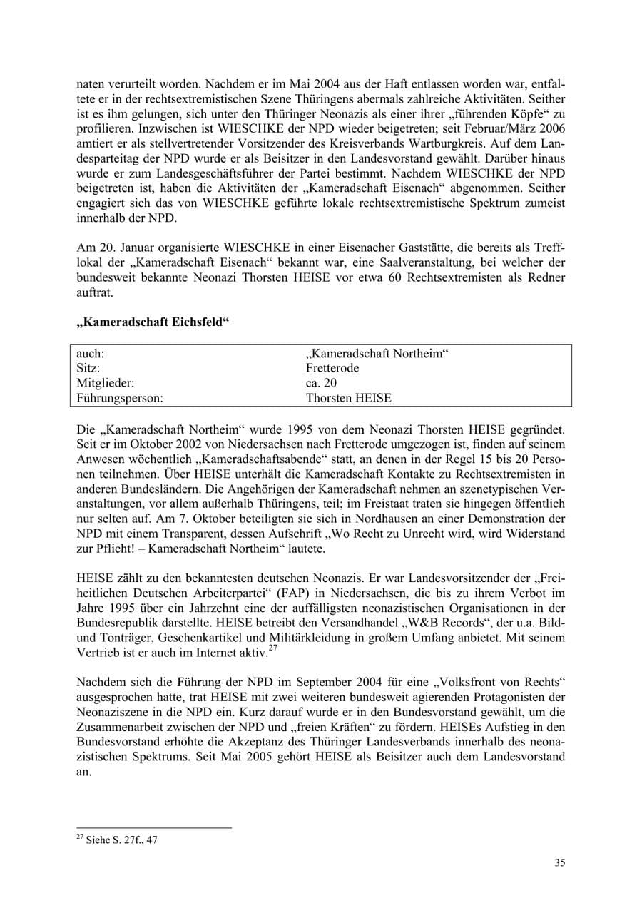 Seite 35 des Verfassungsschutzbericht 2006 Thüringen