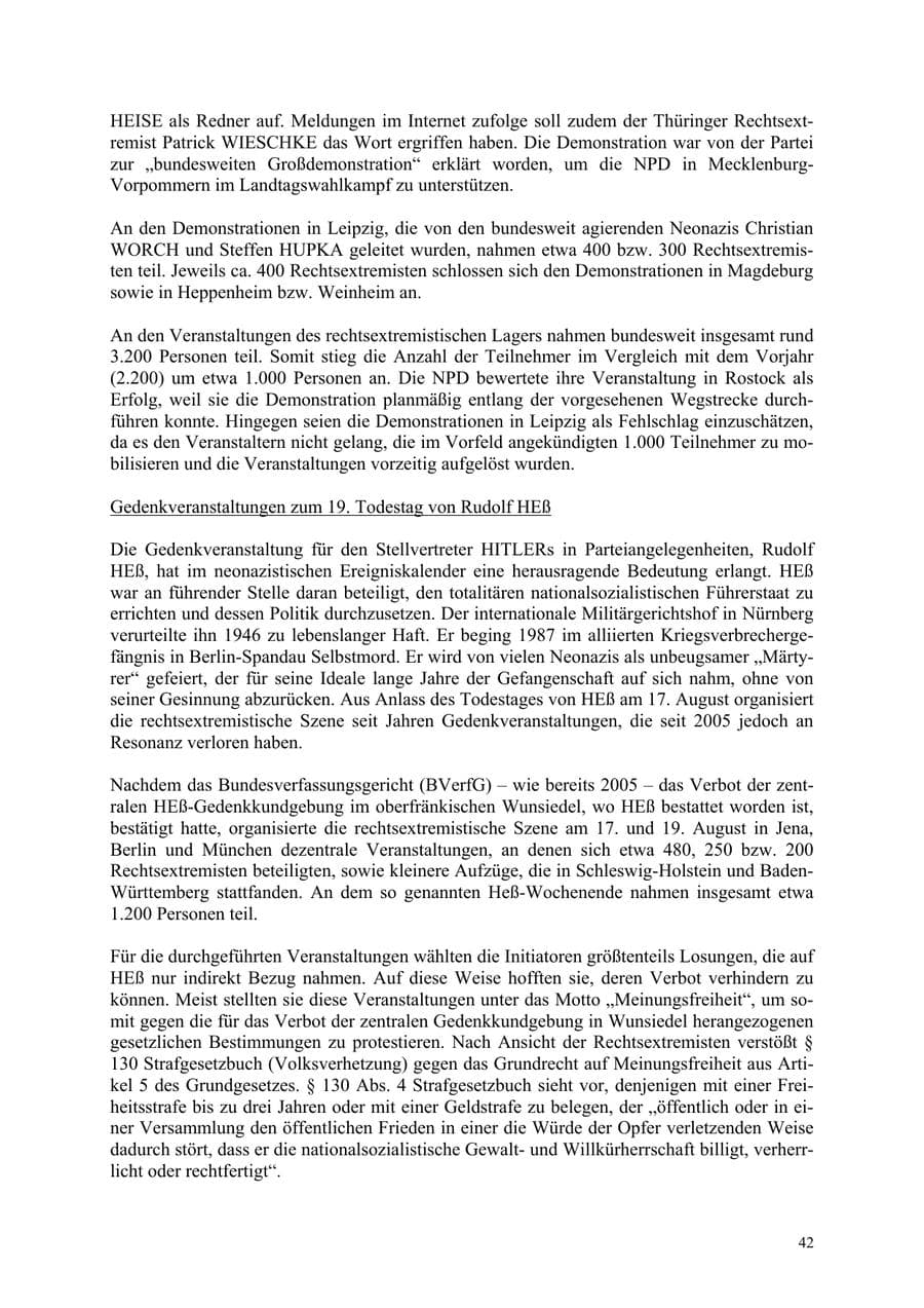 Seite 42 des Verfassungsschutzbericht 2006 Thüringen