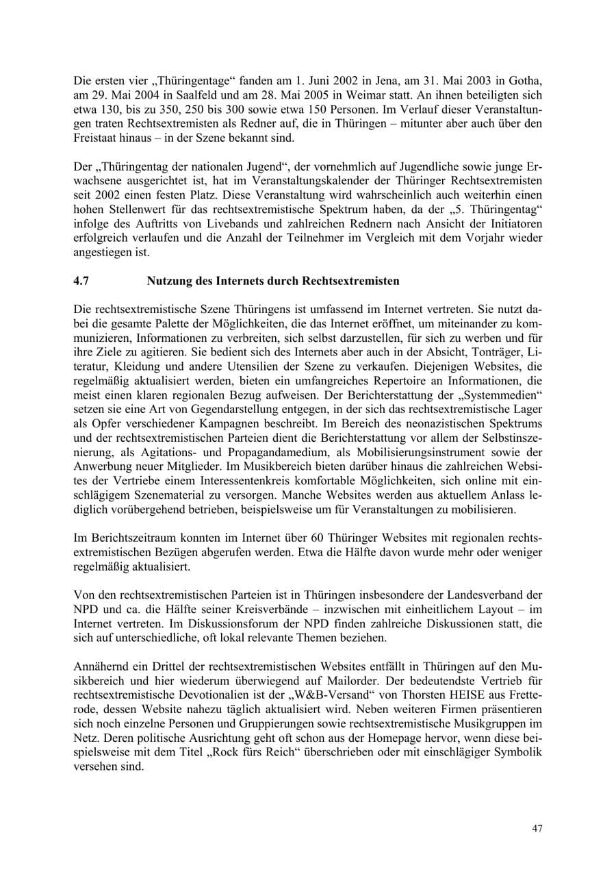 Seite 47 des Verfassungsschutzbericht 2006 Thüringen