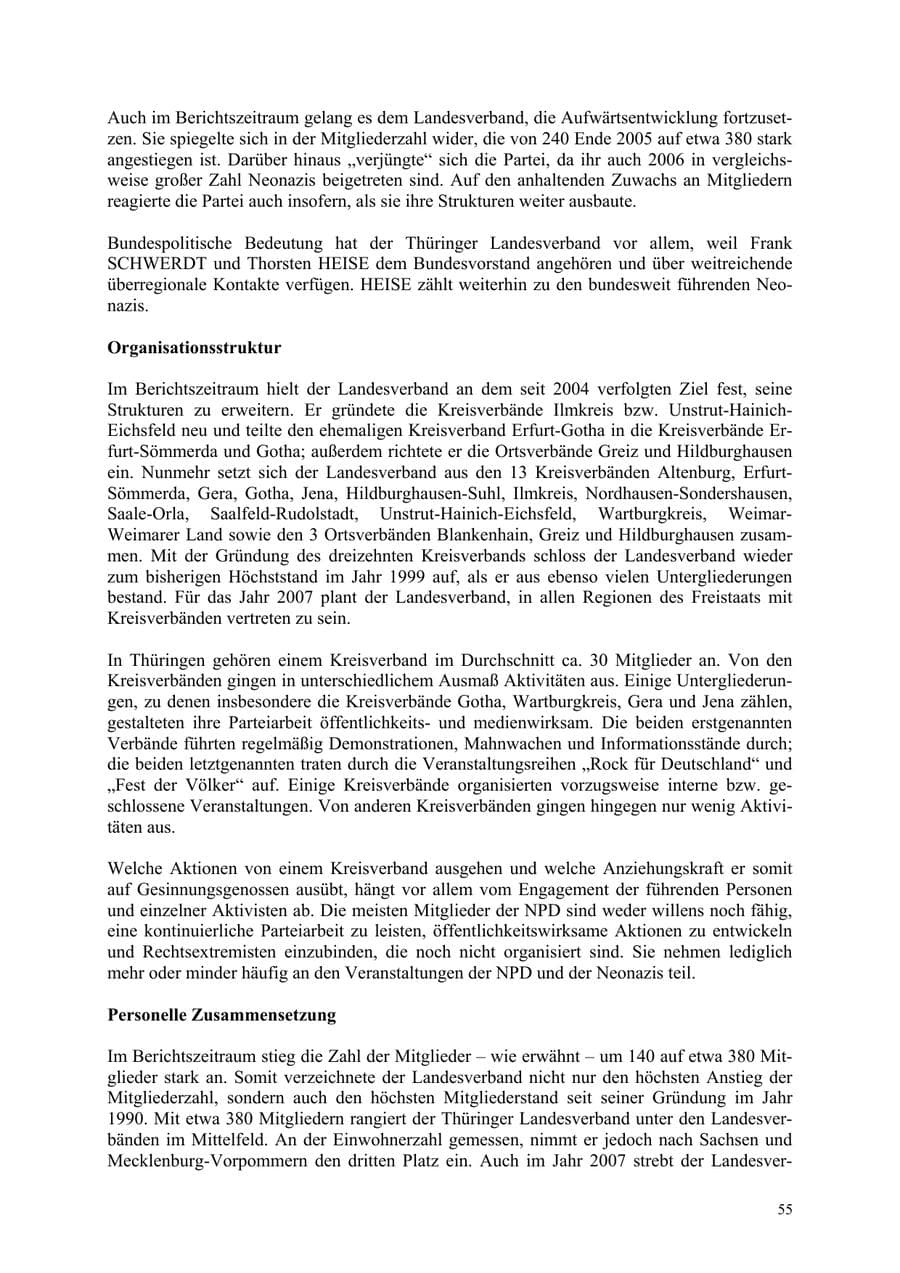 Seite 55 des Verfassungsschutzbericht 2006 Thüringen
