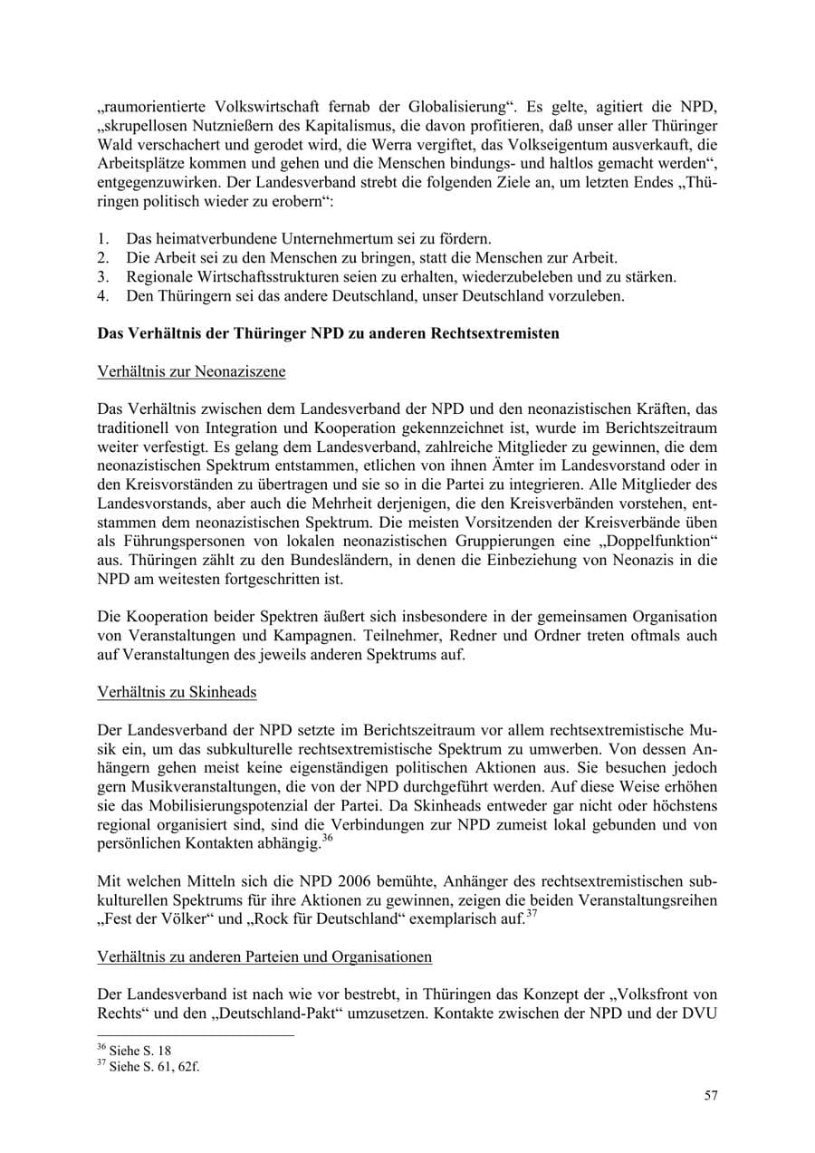 Seite 57 des Verfassungsschutzbericht 2006 Thüringen
