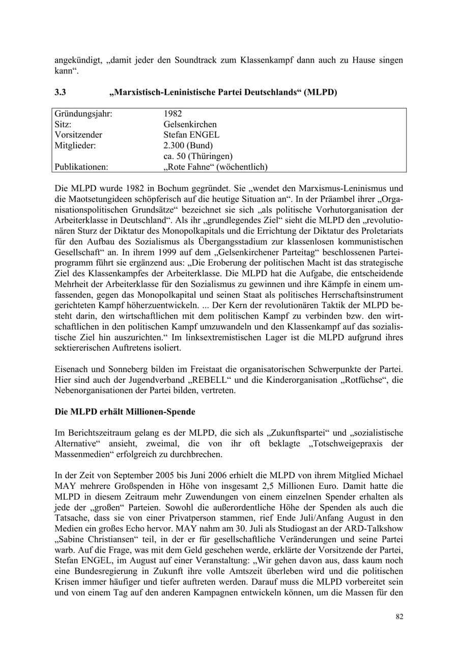 Seite 82 des Verfassungsschutzbericht 2006 Thüringen