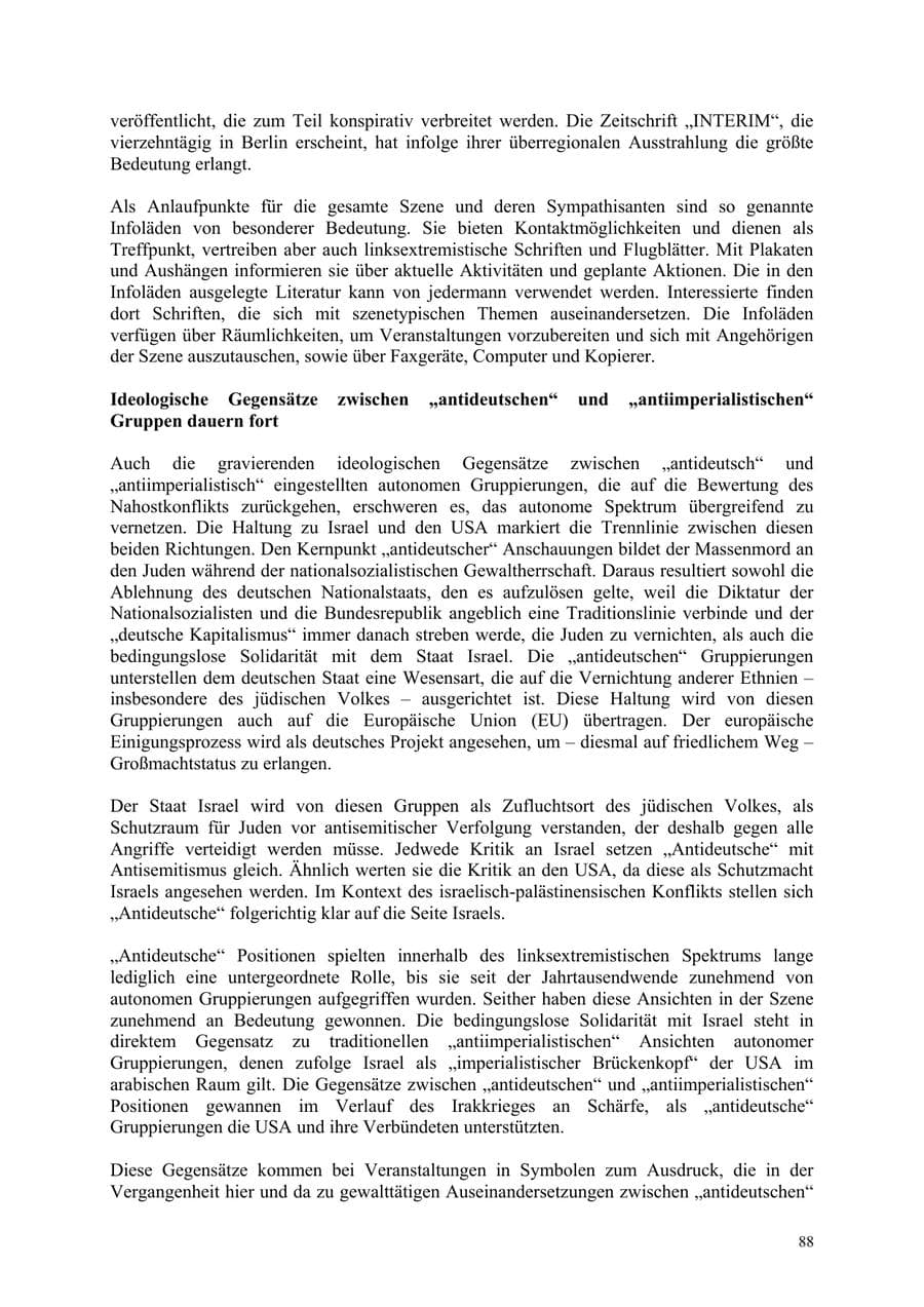 Seite 88 des Verfassungsschutzbericht 2006 Thüringen